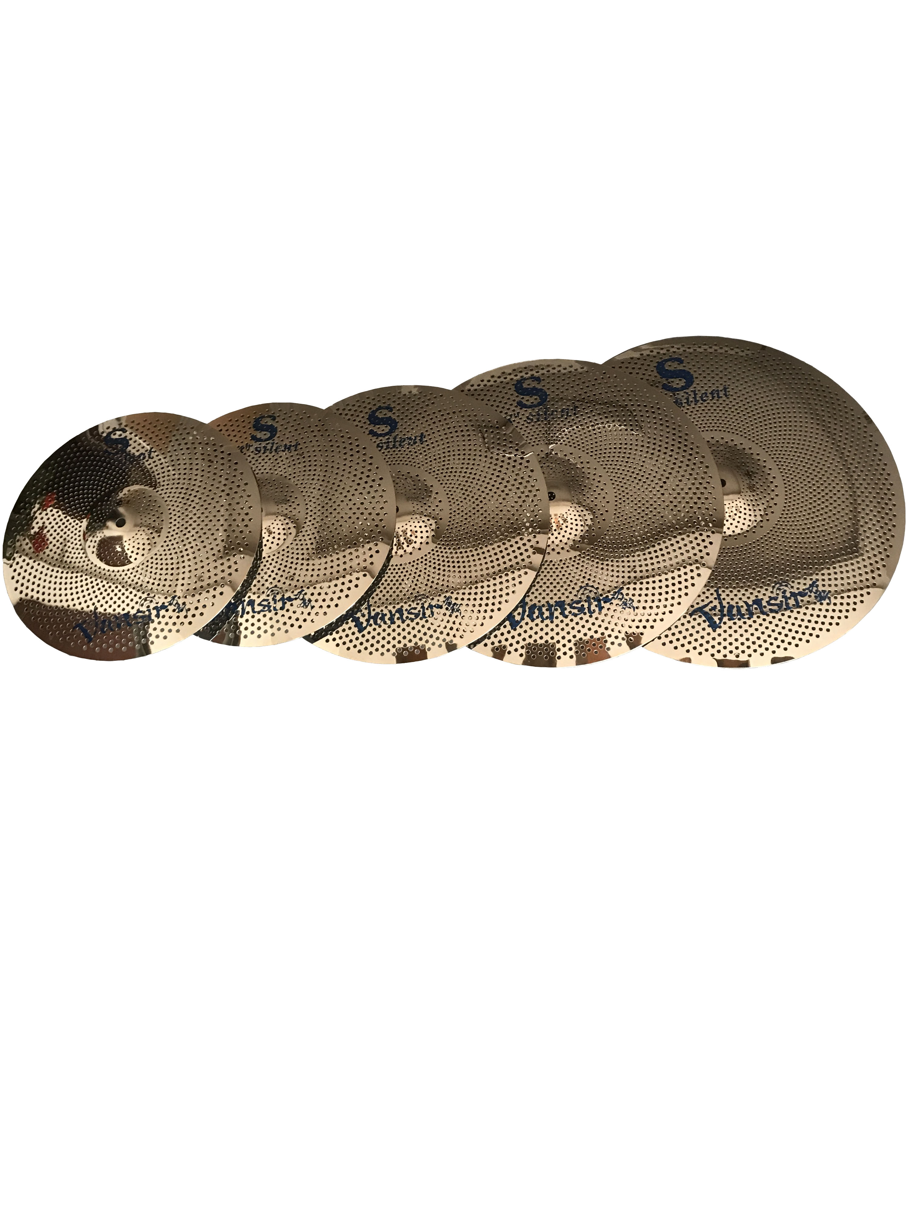 Vansir Polishing Silver Mute Cymbals set 14''HH+16''Crash+18''Crash+20''Ride+Cymbal bag